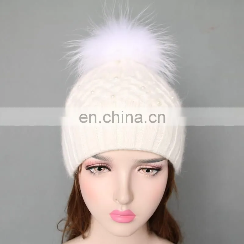 White solid color ladies girls winter hats wool blen beanies