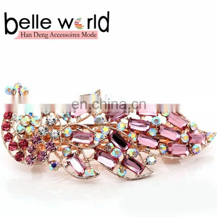 2015 Latest Fashion Peacock Rhinestone Barrette Hair Clip
