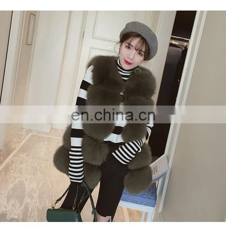 2016 New Fashion Women Luxury Vest Hot Sale Lady Vest Real Fox Fur Waistcoat