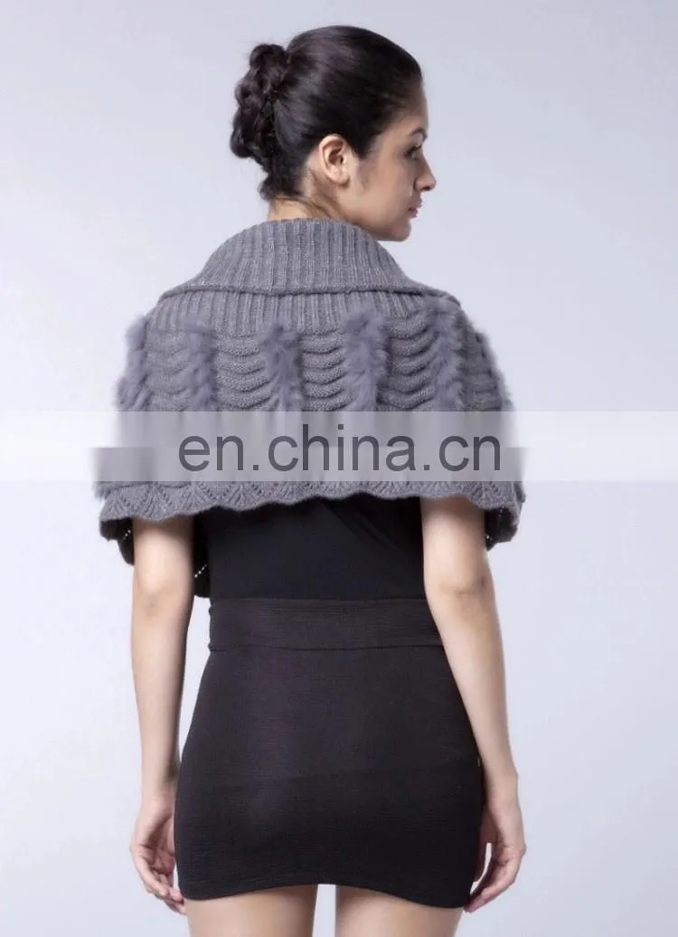 Canada North American style grey brown color rabbit fur tube fur capes shawl of women clothes
