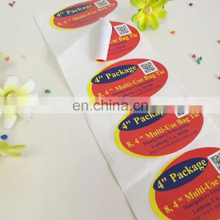 Factory price ellipse enterprise paper adhesive colorful packaging sticker with QR code printed