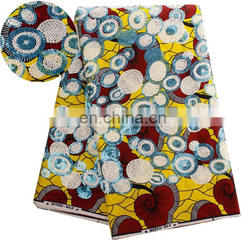 2016 unique african wax with sequins fabric