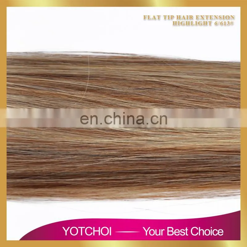 Hot Selling Double Drawn Thick Bottom 8a grade virgin russian hair u tip blond