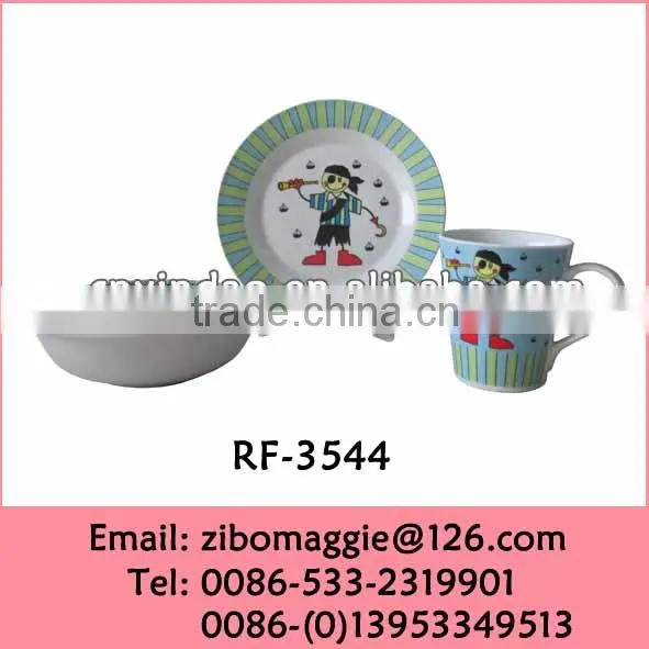 Professional Porcelain Set with Carton Design for 3pcs Porcelain Breakfast Set