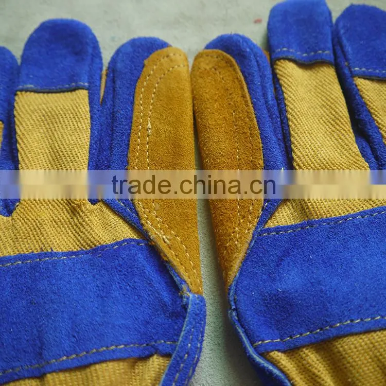 Reinforcement palm leather working gloves, industrial and mechanic gloves with CE standard