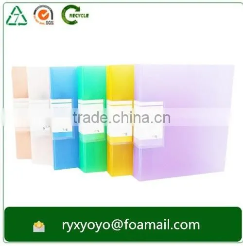 eco-friendly hard cover pp plastic a4 size 2d ring clip clear file folder