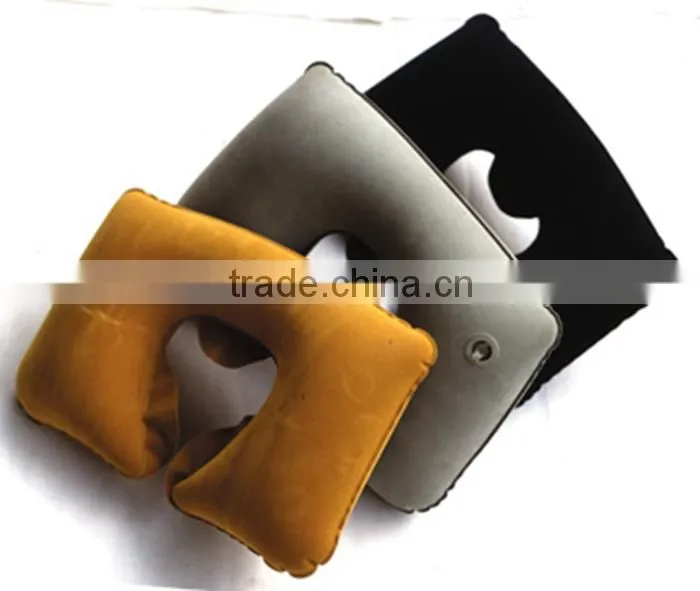 High Quality Neck Pillow,U Shape Inflatable Pillow,Custom PVC + Flocking Inflatable Travel Pillow