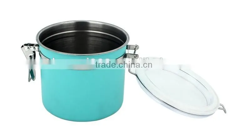 3pcs colorful stainless steel canister jar sets/kitchen Storage jars/ tea tin see through lid