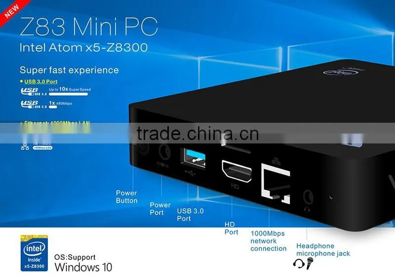 Z83 Intel Atom cherry trail X5-Z8300 Quad Core 2GB RAM 32GB ROM smart tv box