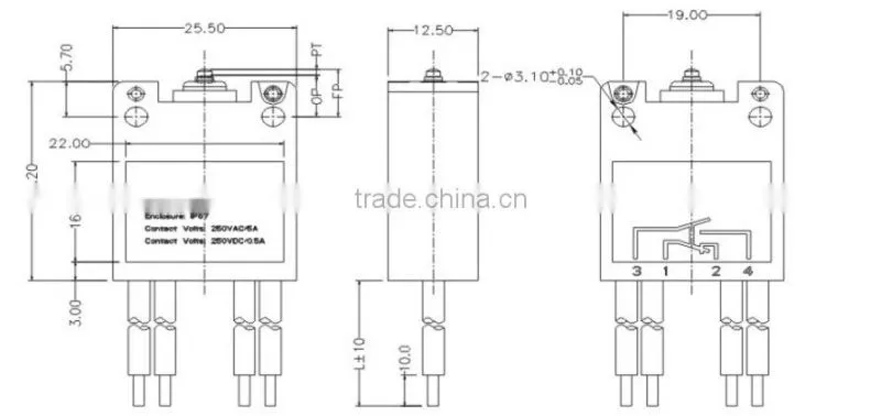China hot selling Zing ear G11 Sealed DPDT Micro Switch with 4 wires(IP67)