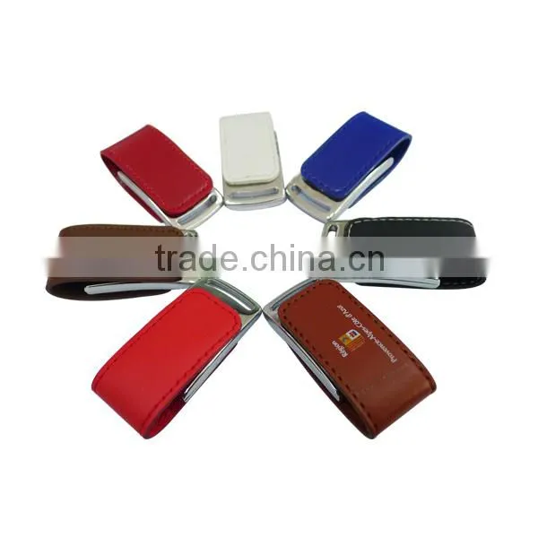 OME Embossed leather usb flash drive 64gb logo printing
