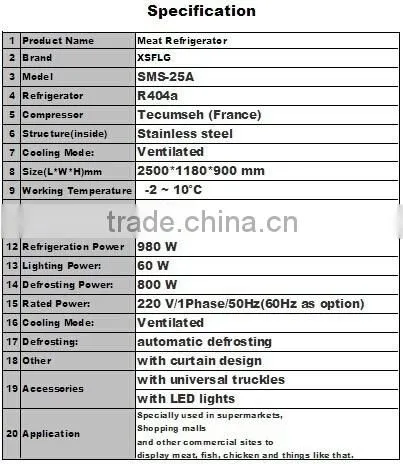 Chicken display refrigerator,display cooler,Fresh meat showcase