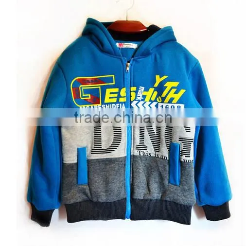 Kids zip hooded winter outwear sweatshirt
