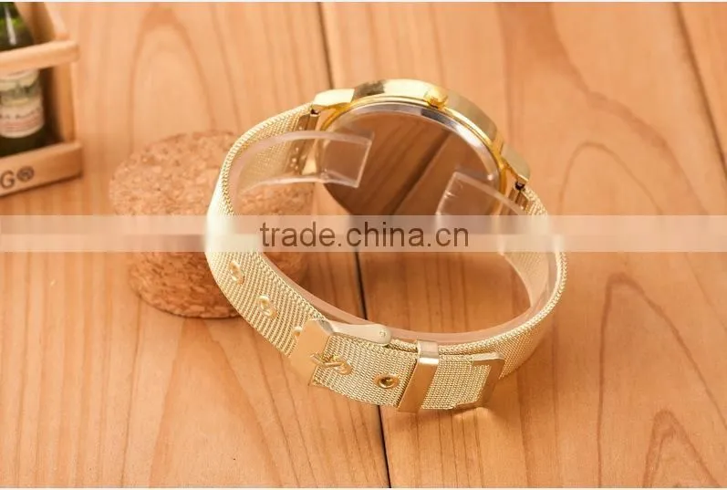 Net Belt New Design Woman's Quartz Watch Fashion Gold Rhinestone Woman Watches Stainless Steel High Quality Women's Watch SB1206