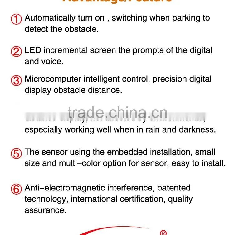China golden parking sensor supplier dirct sale car backup rear view parking radar parking sensor