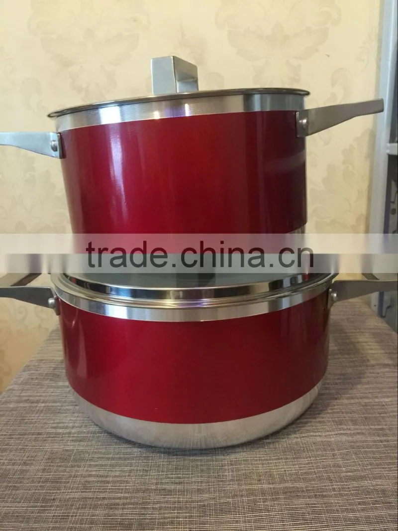 2016 new product Aluminum Red sauce pot high quality nonstick ceramic coating sauce pot