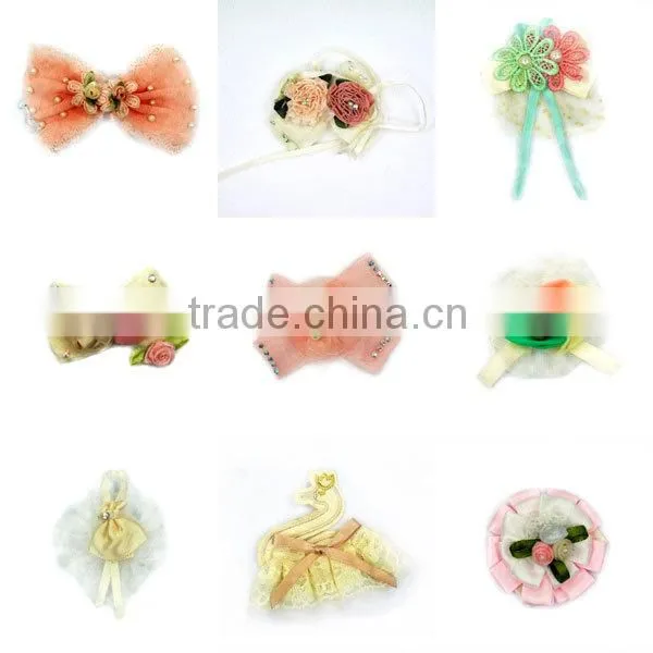 White organza ribbon flower bow flower little bear flower