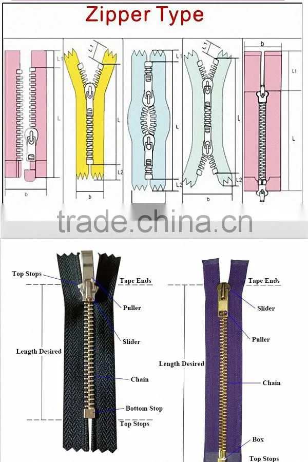 Two way open end metal zipper and double sliders metal zipper