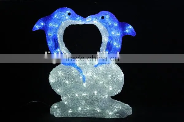 holiday time 3D LED christmas acrylic dolphin motif light