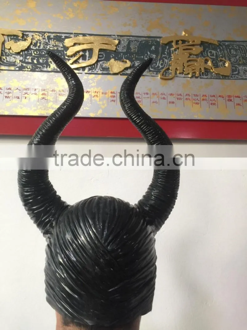 Halloween Party Cosplay dark witch rubber Costume dress Carnival costume Horn Headpiece Helmet Maleficent Hat