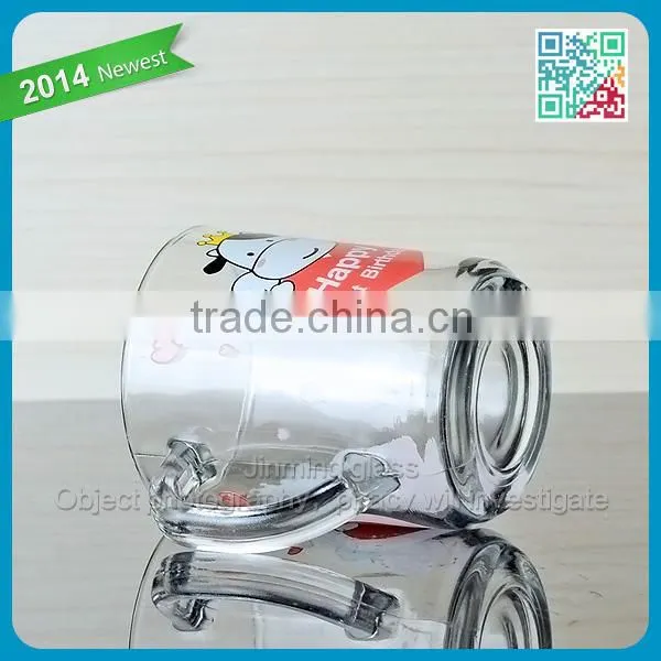 Cartoon Cow Logo Glass Milk Mug Kids Favor Drinking Milk Glasses Promotional Kids Milk Mug