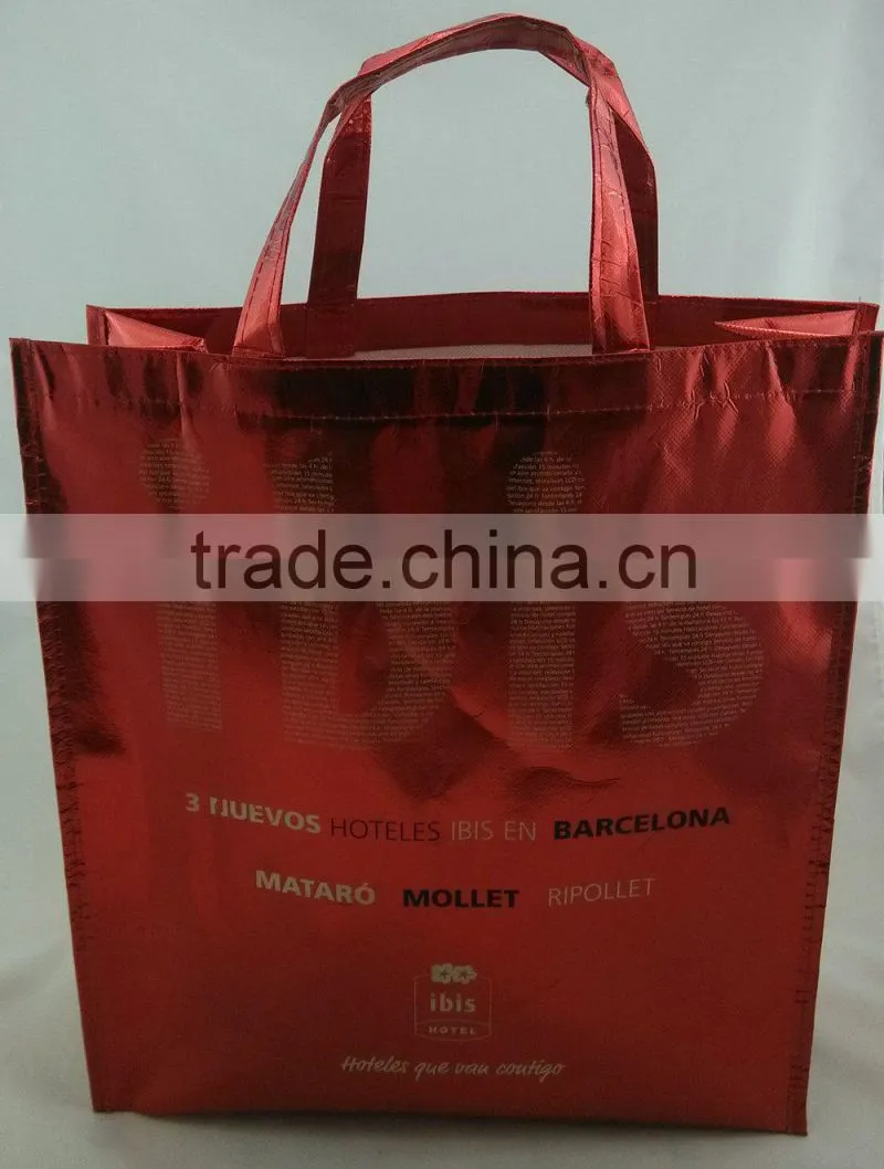 Pp non woven with metallic cooler laminated reusable tote bags for women