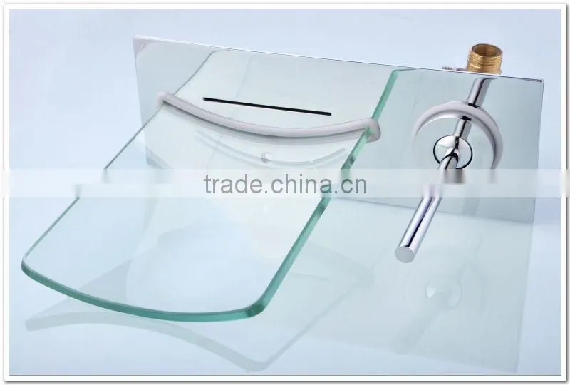 Wall mounted Tempered Glass Waterfall Bathtub Mixer