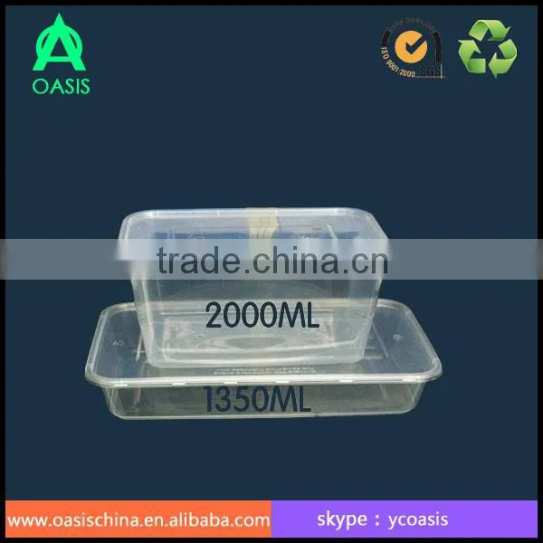 500ml pp plastic rectangle food container with lid