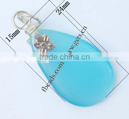 24x15x3mm Blue Teardrop Cats Eye Pendants