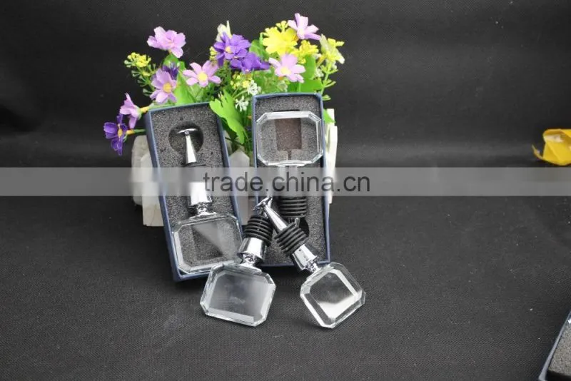 Factory directly sale best quality square cube crystal wine stopper for wedding gift