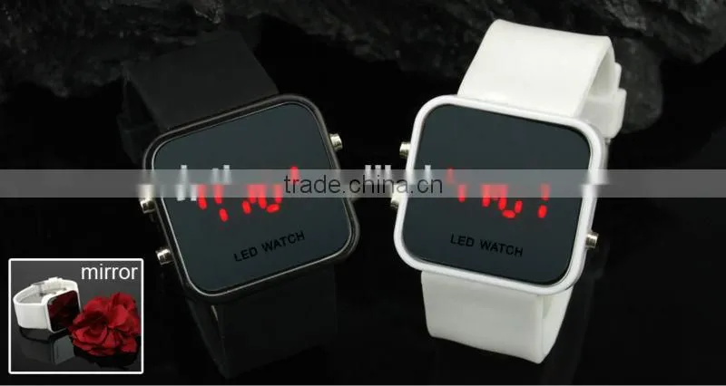 Men Lady Sport Digital Date Wrist Watch silicone sport mirror led watch hot