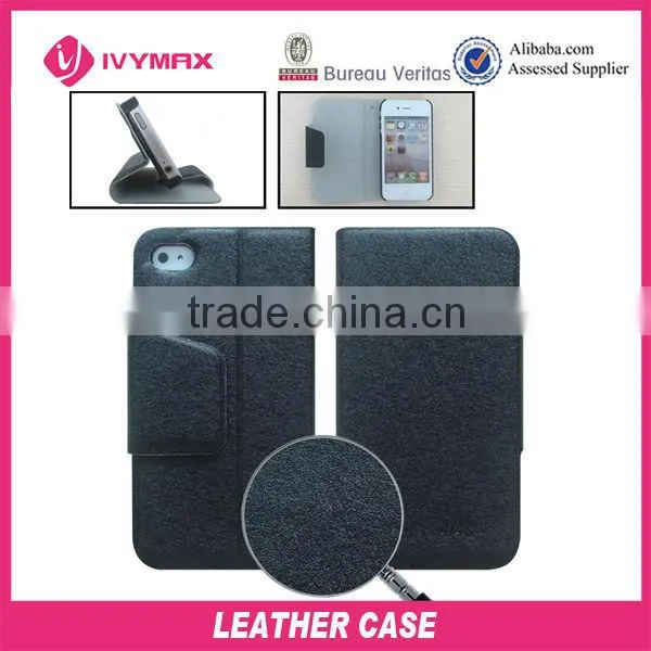 hot selling wallet stand leather case for iphone 4