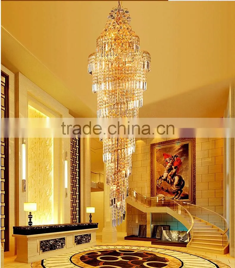 Cylinder shape crystal chandelier , long chandeliers for hotel lobby