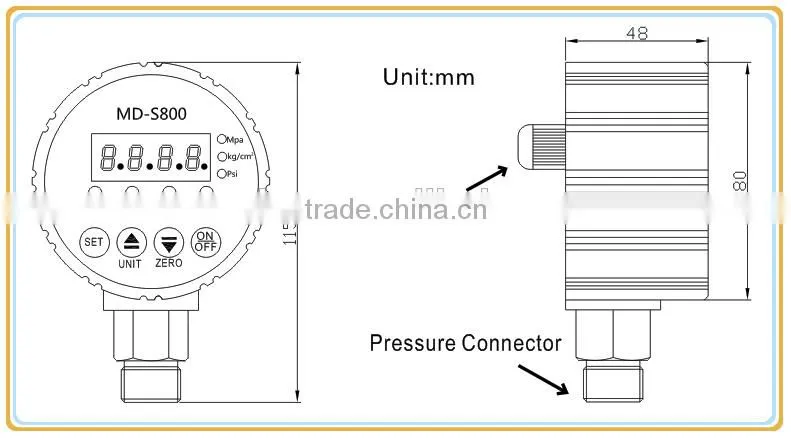 MD-S800E Radial direction mounting series Water, Oil, Gas Intelligent Digital Pressure Switch