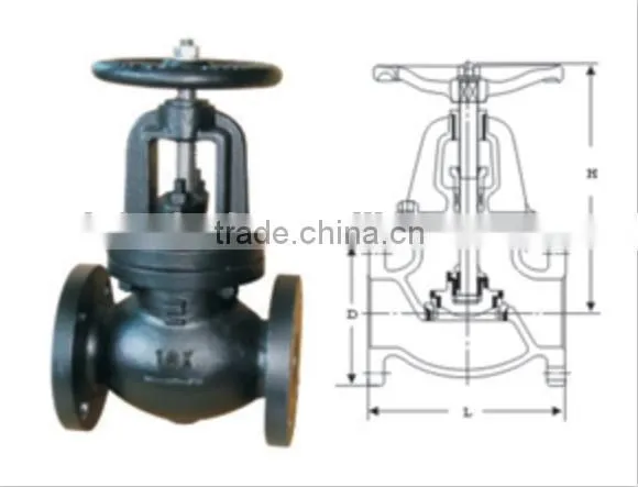 JIS cast iron globe valve 10K 100A