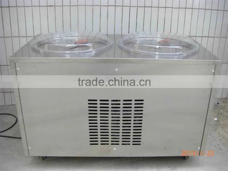 The Best Seller For Double Flat Pans Rolled Ice Cream Machine