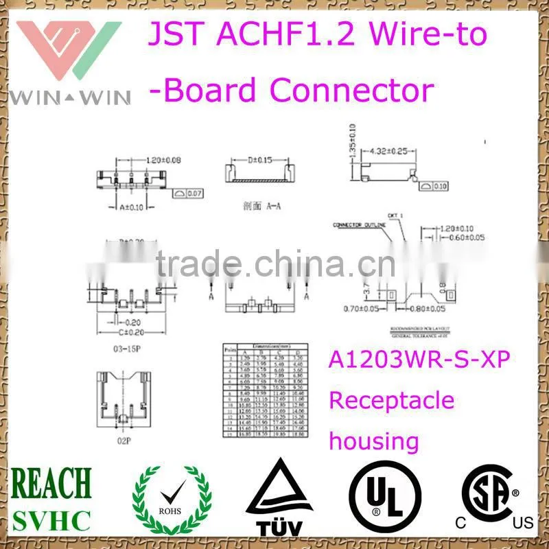 A1203 ACHF 1.2mm pitch JST wire to board connector
