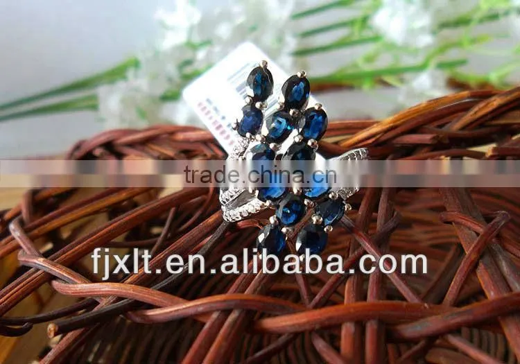 Newest European Style Blue Sapphire Gemstone Silver Ring