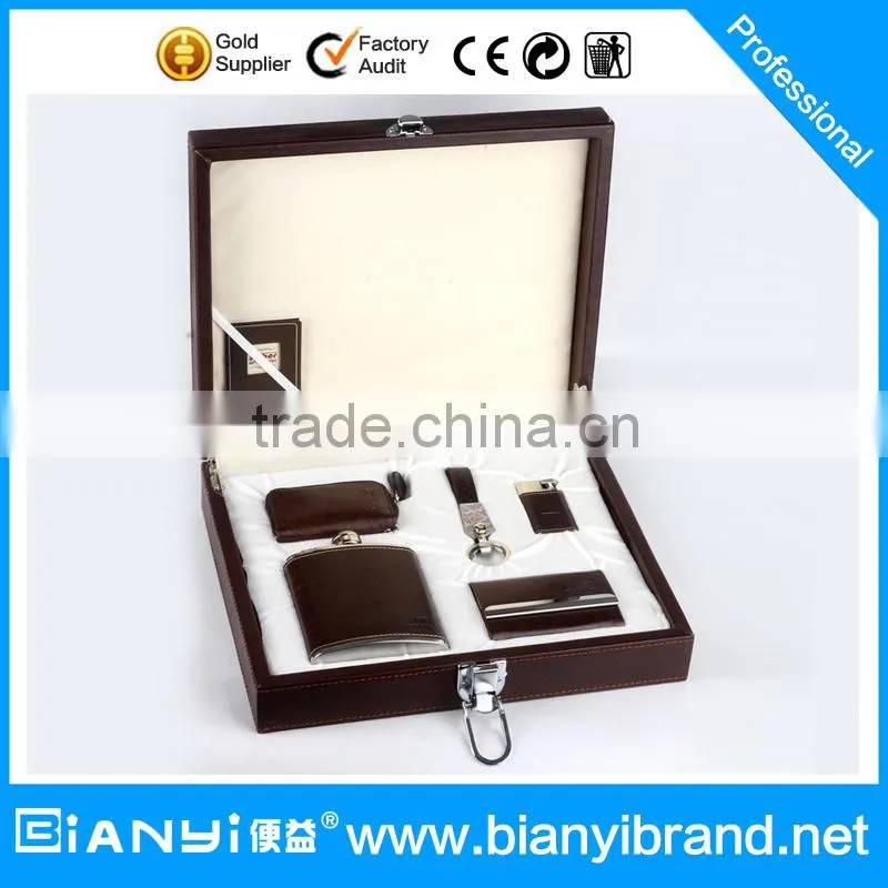 2016 Men's leather Wallet and keychain Gift Sets