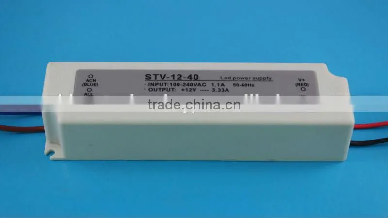 Ac to dc Waterproof ip67 constant voltage led fonte power supply dc 12v 40w 3.3a, 14 years led driver manufacturer