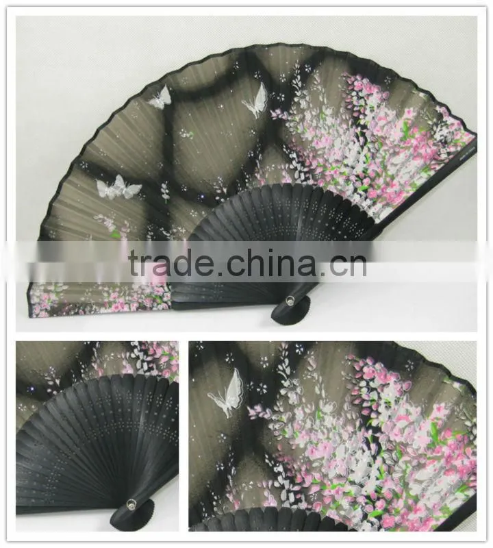 Vivid flower silk hand fan for gift or souvenir