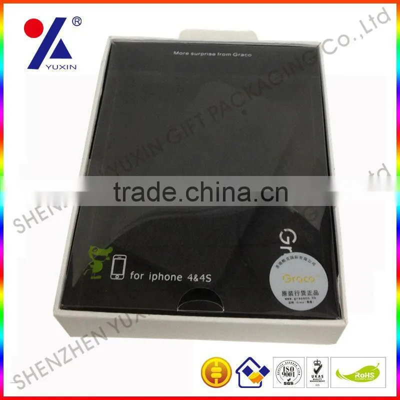 hot sell top quality hard paper gift box with clear window for iphone case/ ipad case packaging box factory price/free sample