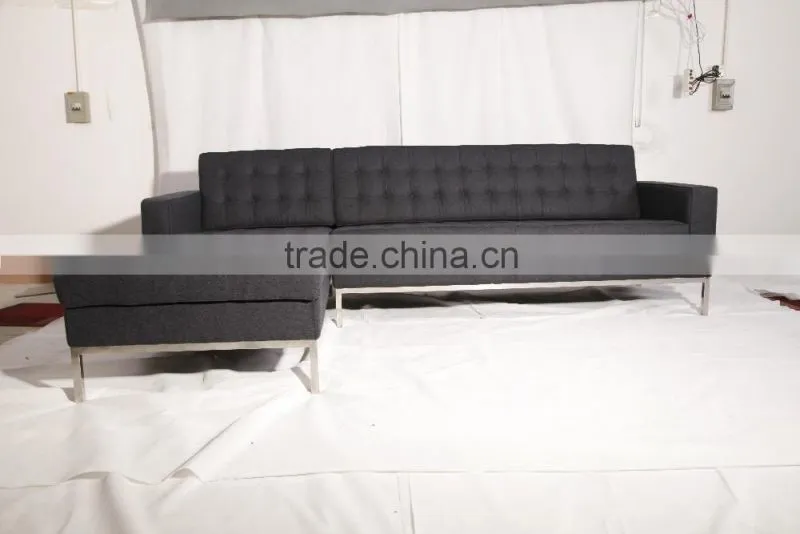 modern design leather florence knoll style corner sofa with chaise lounge
