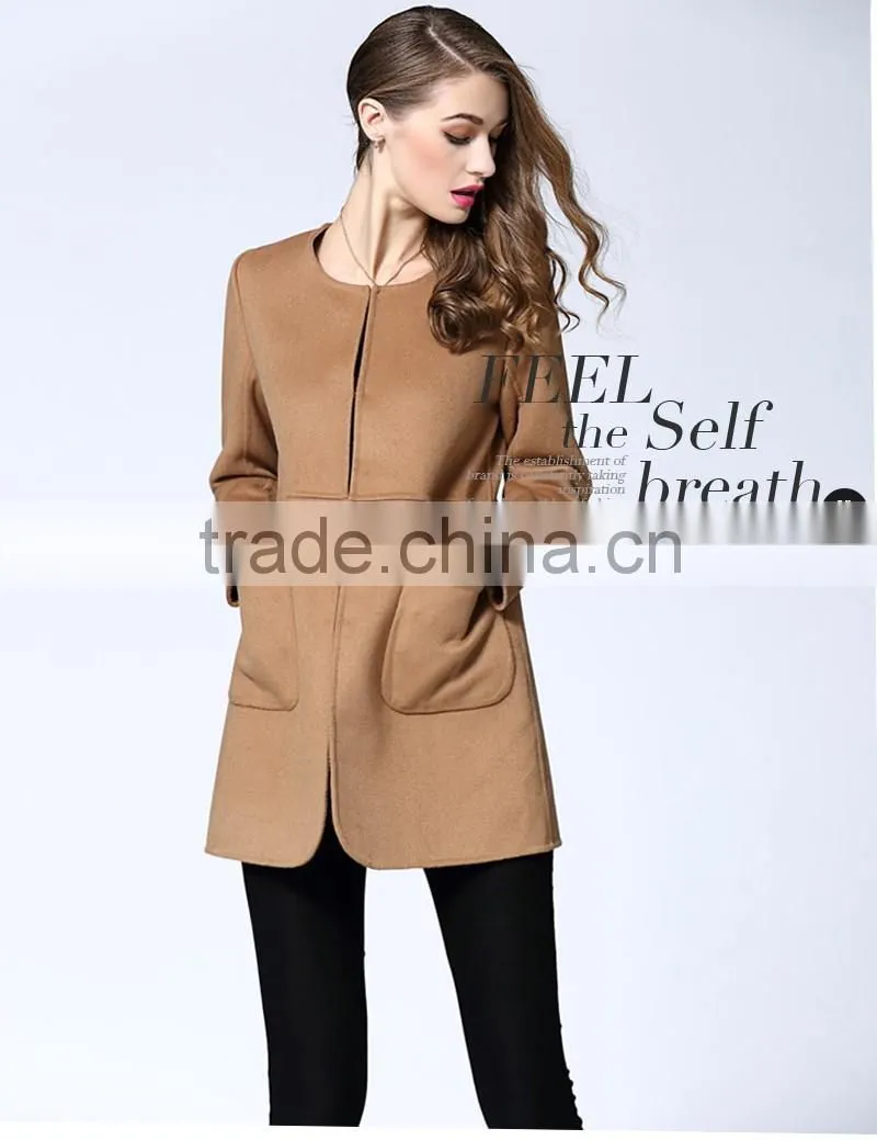 camel color factory supply hign woolen lady coat