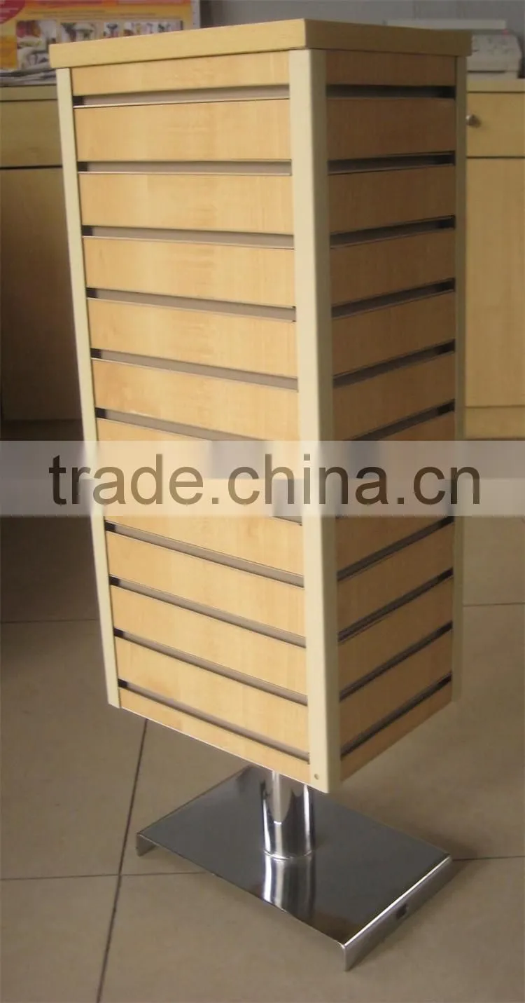 Cream Color MDF Slatwall Rotating Table Top Display Rack