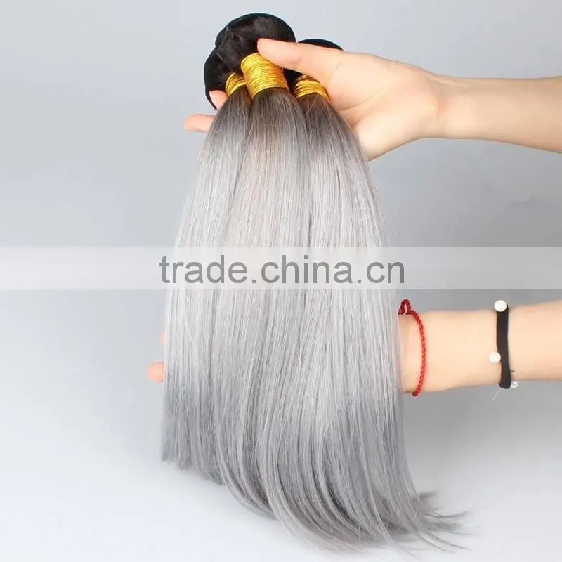 grey and black ombre hair extensions laser hair removal machine 100% Peruvian hair