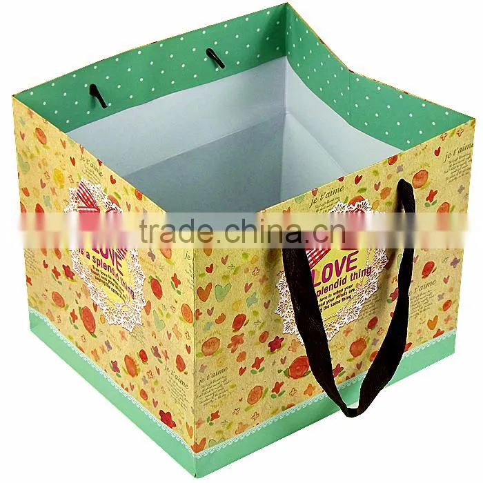 Square Colorful Printing Paper Shopping Bag