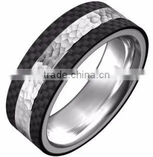 Fashion generous new design carbon fiber finger ring tungsten carbide jewelry titanium ring
