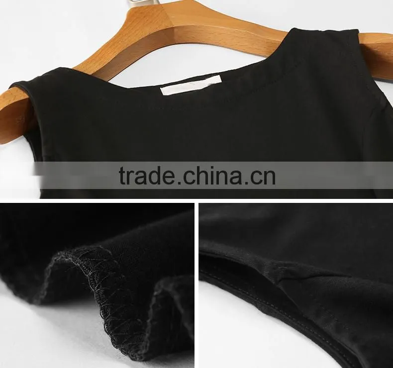 The new literary version round collar elegant sleeveless dress skirt