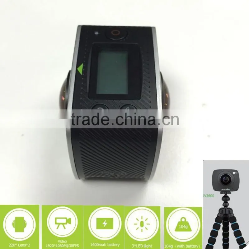 Factory OEM unique dual lens 360 degree Full-Viewing sport dv camera